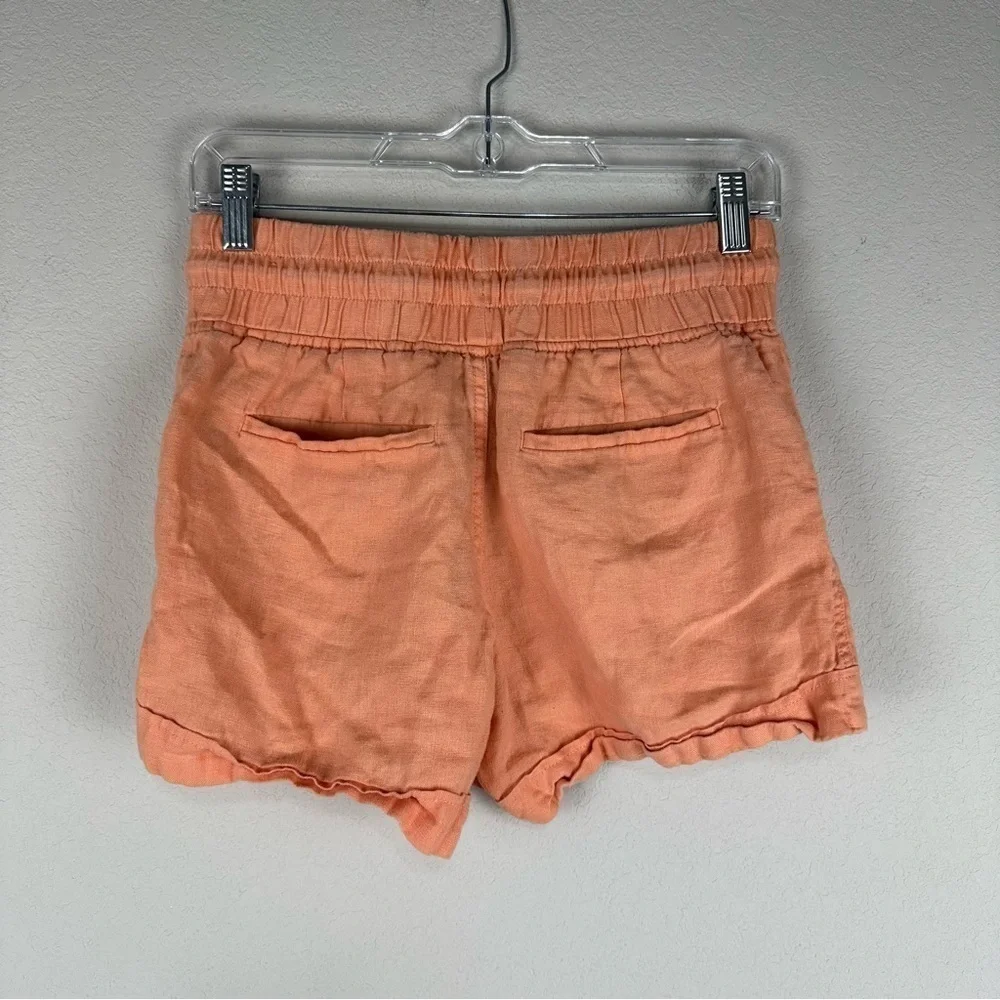 Athleta Orange Cabo 100% Linen 4” Athleisure Shorts Size 0